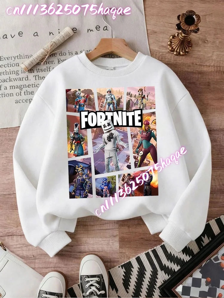 FORTNITED Children Long-sleeved Girls Streetwear Boys Baby Sweatshirt Pullover Sweatshirt Anime Fashion Kid Clothing Tops Gift