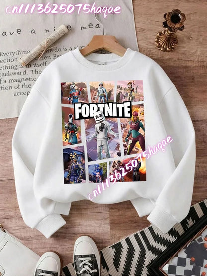 FORTNITED Children Long-sleeved Girls Streetwear Boys Baby Sweatshirt Pullover Sweatshirt Anime Fashion Kid Clothing Tops Gift