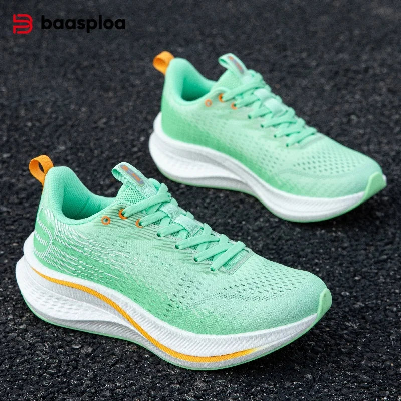 Baasploa Women Professional Running Shoes Outdoor Carbon Plate Non Slip Sports Shoes Female Casual Breathable Jogging Sneakers