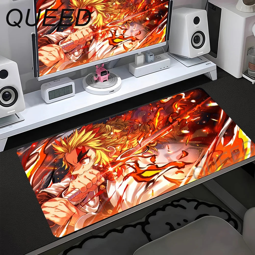 Computer Table Mat Keyboard Desk Pads Anime Mouse Pad Kawaii Girl Mausepad 900x400mm Rubber Non-slip Mouse Mats Demon Slayers XL