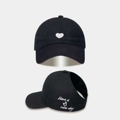 New Love Heart Baseball Cap Female High Ponytail Hat Hollow Empty Top Sun Protection Outdoor Sport Visor Adjustable Travel Cap