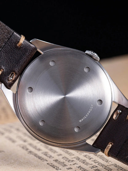 Hruodland F033 Retro Classic Quartz Men's Watches VD78 Movement Stainless Steel Black Brown Leather Strap Wristwatches