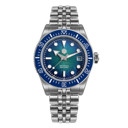 Relógio de mergulho de luxo para homem San Martin 40mm Miyota 9015, mostrador em esmalte sunburst, relógio de pulso mecânico automático, resistente à água 200m, SN0148