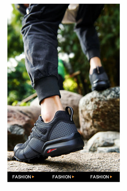 Men's hiking shoes, all-terrain outdoor sports shoes, breathable mesh, non-slip, wear-resistant hiking shoes, outdoor cycling shoes