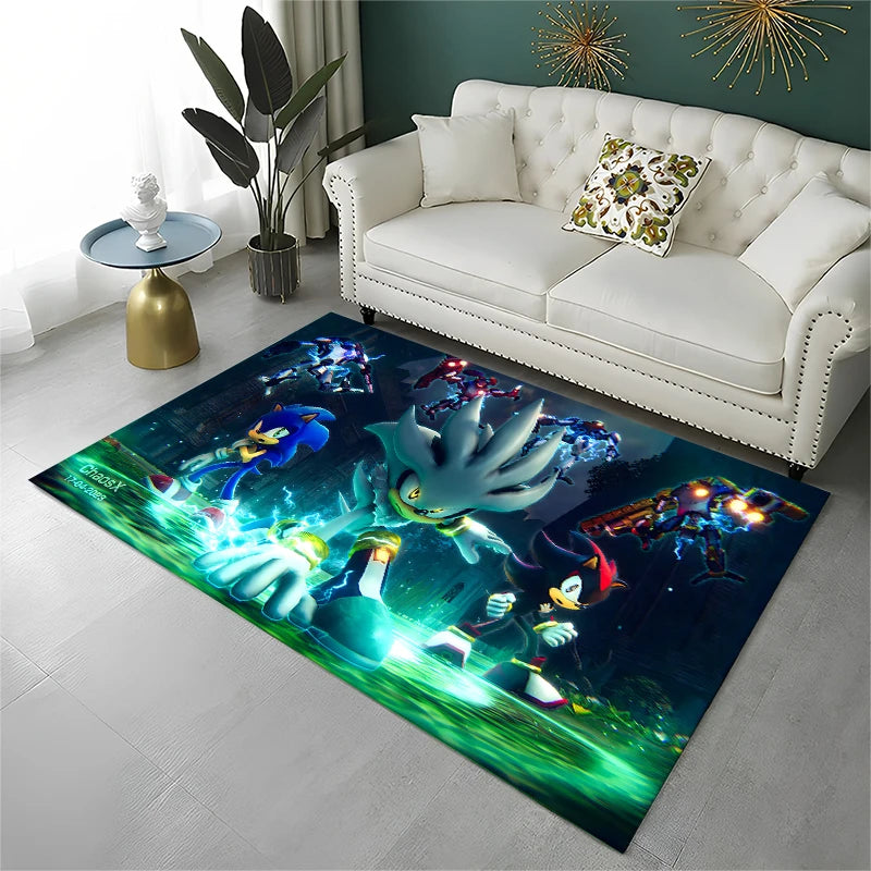 Classic Game S-Sonic Cartoon Non-Slip Area Rug for Living Room,Bedroom,Playroom,Soft Carpet Floor Mat Home Decor Rug Kids Room