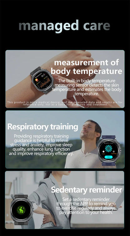 2026 New Health Track Smartwatch Air Pump Airbag True Blood Pressure Health Measure Smart Watch for Men and Women Blood Oxygen BT Call