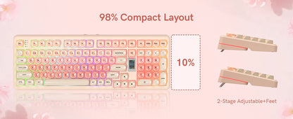 Womier Foundation WK98 Mechanical Keyboard With Display Pink Creamy 3 Mode Ergonomic Gasket Hot Swappable Gaming Keyboard