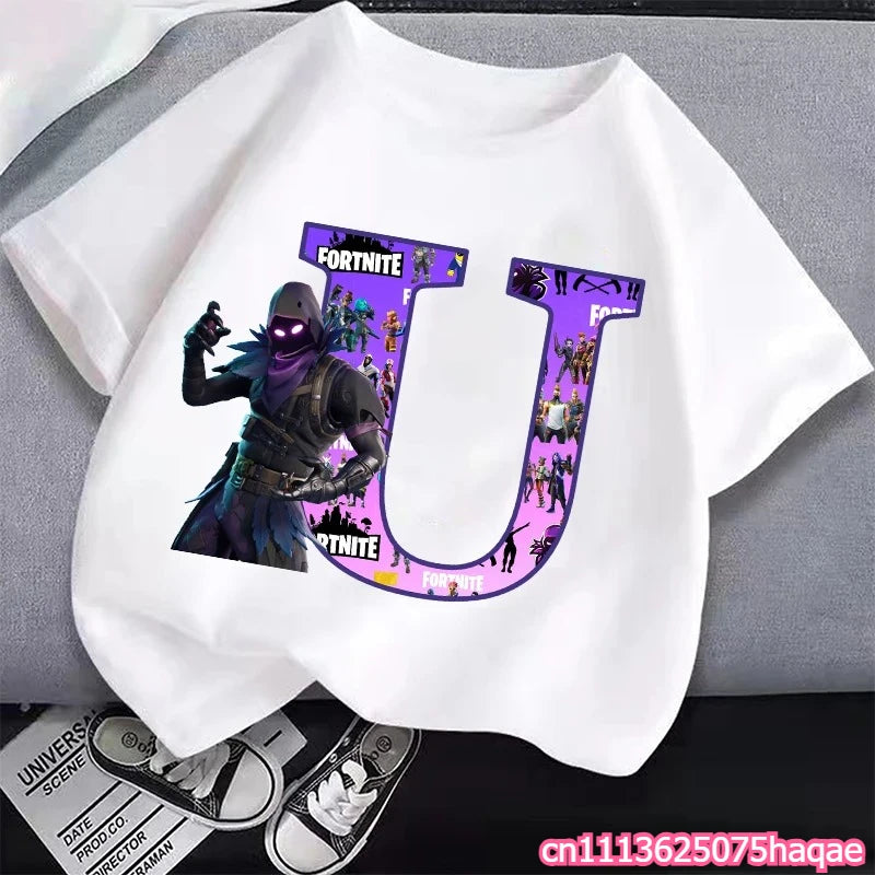 New Fortnites Kids T-shirts Cartoon Letter Graphic T-shirts Boys Girls Summer Casual Sports Short Sleeve Tops Children Clothing