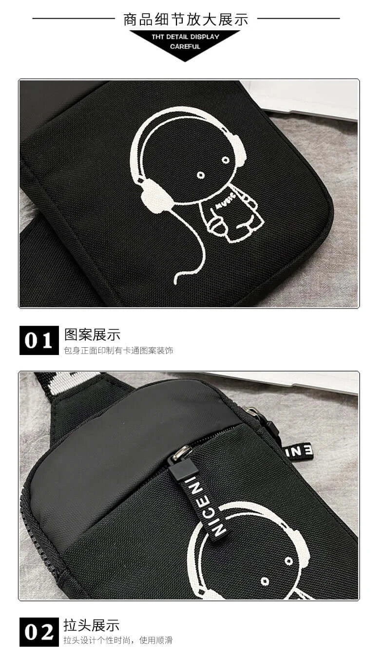 Bolso bandolera para adulto Fortnites, deportivo y casual, ligero, mini bolso para teléfono con estampado de figura de juego de dibujos animados, bolso cruzado de pecho para hombre, regalo