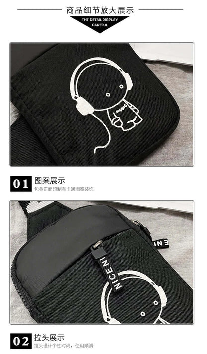 Bolso bandolera para adulto Fortnites, deportivo y casual, ligero, mini bolso para teléfono con estampado de figura de juego de dibujos animados, bolso cruzado de pecho para hombre, regalo