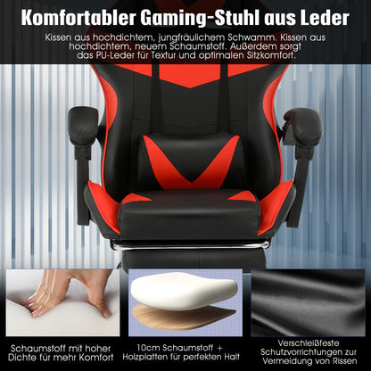 Ergonomic Gaming Chair with Massage Function, Height Adjustable Office Chair Computer Chair with Armrests Headrests, up to 150KG