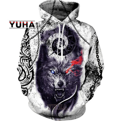 3D-bedruckter Wolf-Hoodie Unisex – cooler Pullover mit Tiergrafik, Sweatshirt für Herren-Streetwear