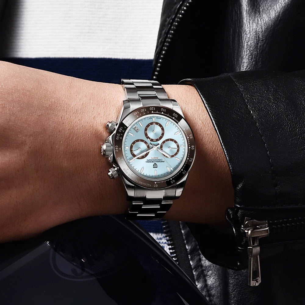 Montre pour homme PAGANI DESIGN – Modèle à cadrans colorés, montre-bracelet à quartz de luxe, chronographe équipé d'un mouvement