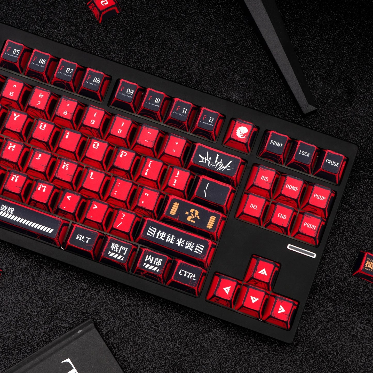 Manga Red Black Cherry Keycap Kit PBT 129 Key MX Switch HI75 HI8 68 F99 104 64 Wooting Mechanical Keyboard