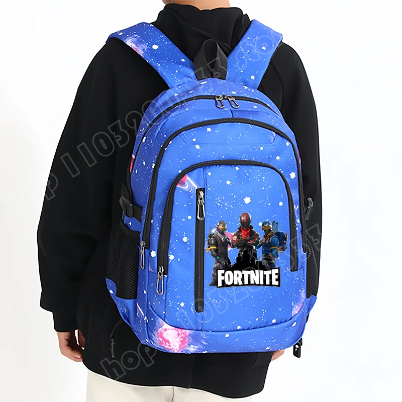 Mochila Fortnite Céu Estrelado de Grande Capacidade, Impermeável, com Compartimento para Portátil e Estampado de Personagem do Jogo, para Estudantes, Rapazes e Raparigas, Regresso às Aulas