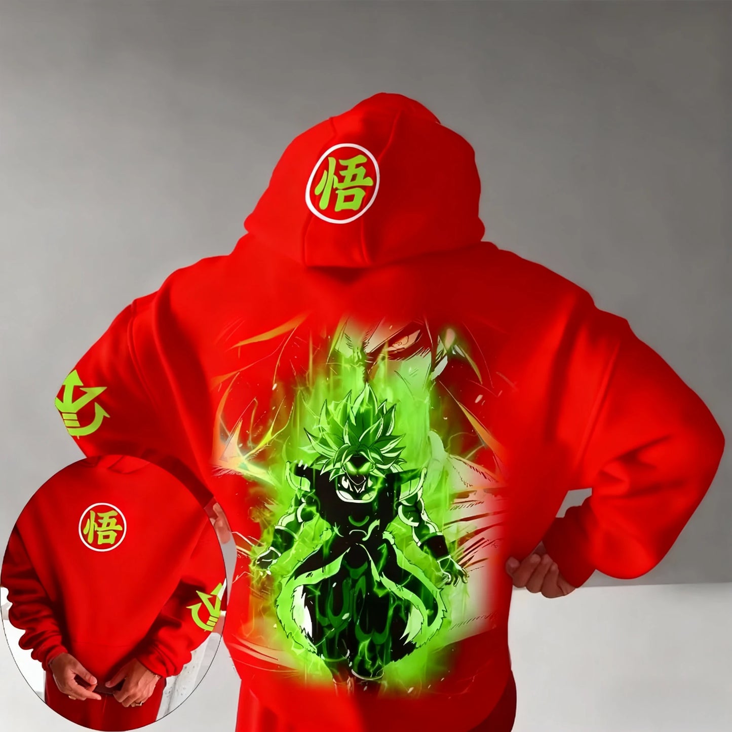 Sweatshirt com Capuz Dragon Ball Anime Broli Estampada Outono/Inverno Nova para Homem e Mulher, Corte Largo Casual Harajuku, Tamanho Grande, Modelo Pai e Filho