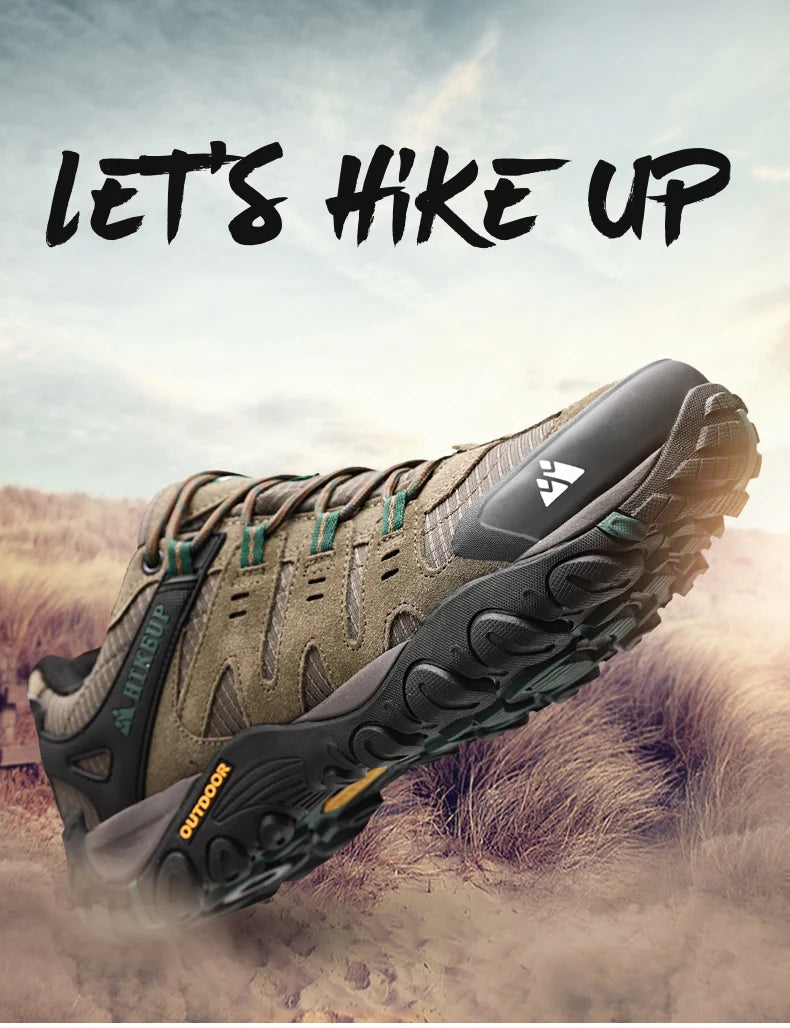 Męskie buty trekkingowe HIKEUP z zamszowej skóry – odporne na zużycie buty outdoorowe do trekkingu, chodzenia, polowania i zastosowań taktycznych
