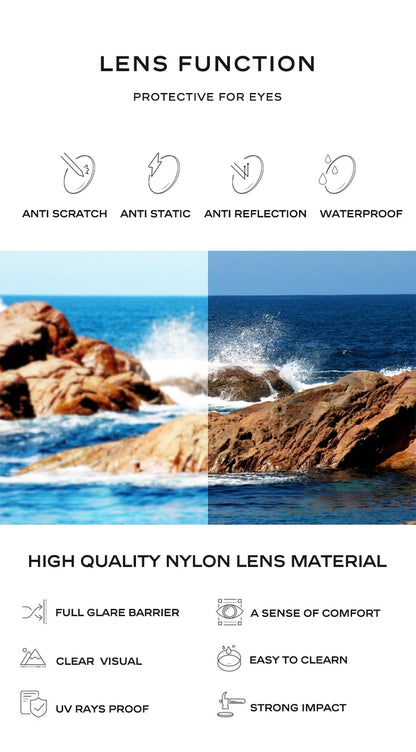 CAPONI Nylon Polarized Sunglasses For Men Square Driving Fashionable Alloy Shades Anti-Glare UV400 Protection Sun Glasses CP1325