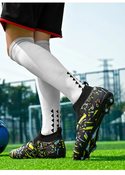 Chaussures de football pour hommes, chaussures de soccer professionnelles, chaussures de futsal d'extérieur, chaussures de soccer unisexes pour terrain synthétique, chaussures de soccer respirantes pour entraînement et mat