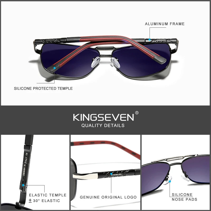 KINGSEVEN 2023 Aluminum Pilot HD Polarized Sunglasses Men Women Fashion Frame Male Sun Glasses For Driving UV400 Mirror