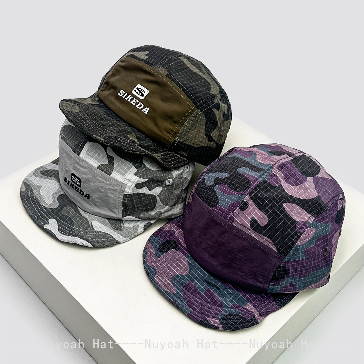 Unisex CAMO hurtigtørrende baseballkasketter med bogstavbroderi, solskærm, farveblokke, åndbare, personlige kasketter med skygge, alsidige ind
