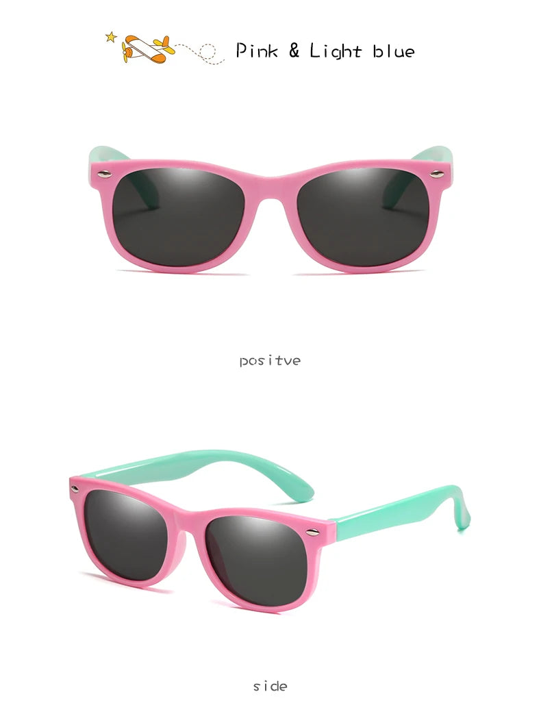 Polarized Kids Sunglasses TR90 Silicone Gel Frame Classic Square Children Sun Glasses Girls Boys Multi Color Baby Goggles UV400