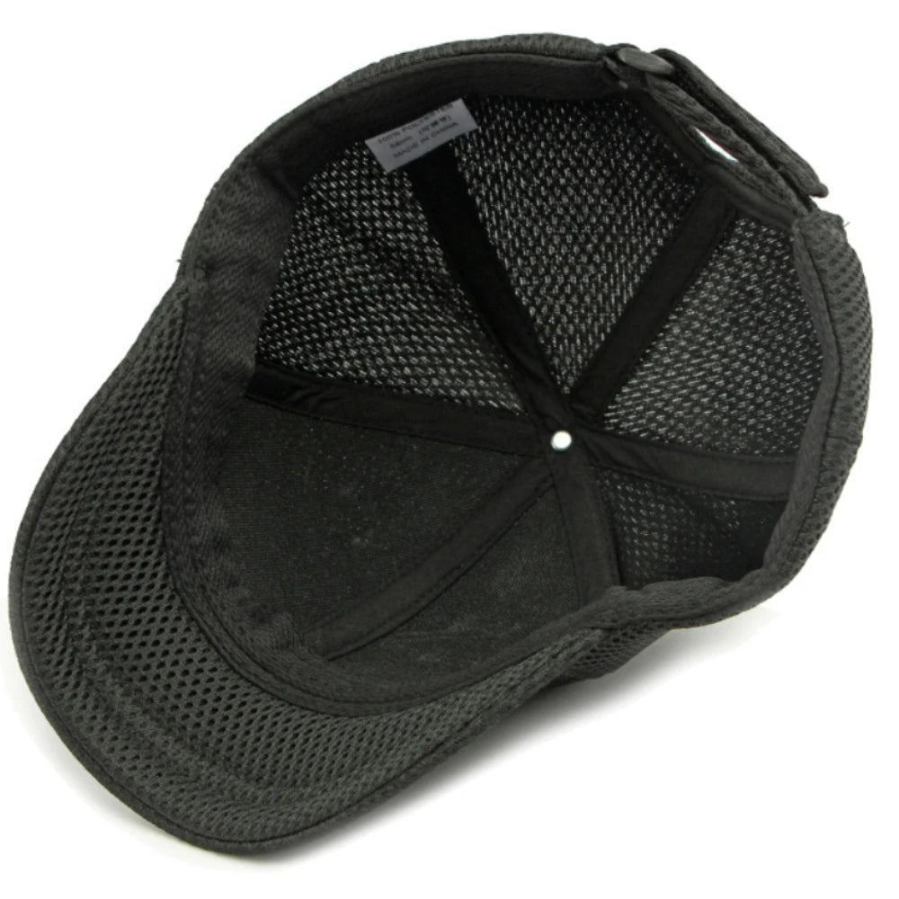 HT4828 5CM Short Brim Baseball Cap Male 6 Panels Baseball Hat Breathable Mesh Trucker Cap Men Women Solid Plain Snapback Cap