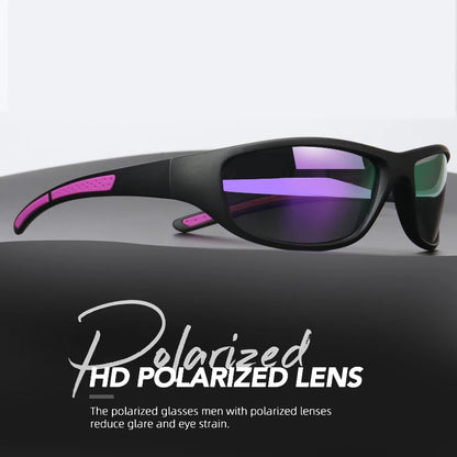 Fashion Polarized Wrap-Around Sports Sunglasses - Luxury Design Soft Temples,Purple/Blue/Red Lenses for Fishing,Hiking,Travel