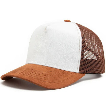 2025 Unisex 5-Panel Mesh Suede Trucker Hat Custom Print Logo Men’s Baseball Cap Spring Summer Breathable Sports Hats Women Gorros