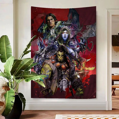 Μεγάλη επιτοίχια ταπισερί με εκτύπωση Hot Game World Of Warcraft, οικονομική χίπικη διακόσμηση τοίχου, μποέμ επιτοίχιες ταπισερί, μάνταλα για διακόσμηση σπιτιού