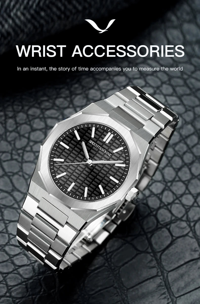 New 2026 Fashion Rare Specht & Söhne Men's Watch Ultrathin 38MM Steel Sapphire Crystal VH31 Quartz Wristwatch