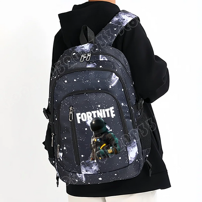 Mochila Fortnite Céu Estrelado de Grande Capacidade, Impermeável, com Compartimento para Portátil e Estampado de Personagem do Jogo, para Estudantes, Rapazes e Raparigas, Regresso às Aulas