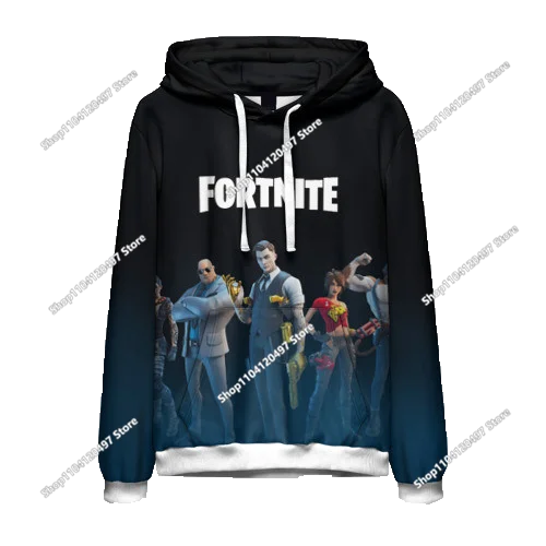Sudadera con capucha casual estampada para hombre, mujer y niños Fortnite Couple Wear, para estudiantes, deportes al aire libre, manga larga sencilla