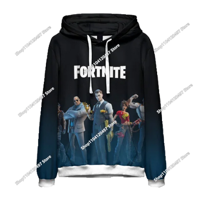 Sudadera con capucha casual estampada para hombre, mujer y niños Fortnite Couple Wear, para estudiantes, deportes al aire libre, manga larga sencilla