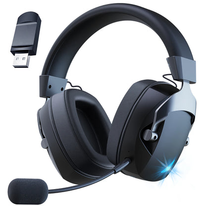 Cuffie da gaming con microfono rimovibile con cancellazione del rumore – Cuffie da gaming wireless a 3 modalità Bluetooth 5.3, 2.4G USB e cablate 3.5mm con driver da 50mm