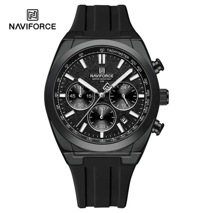 Pánské náramkové hodinky NAVIFORCE – luxusní a sportovní styl, quartzový strojek, 24hodinový displej, okénko s datem, chronograf, vodotěsné – tip na dárek pro muže