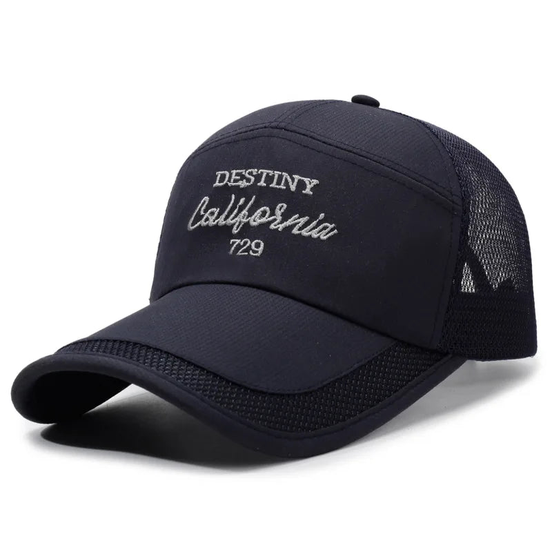 New extended brim fashionable baseball cap for summer outdoor travel, sunshade hat with mesh breathable men's and women's hats