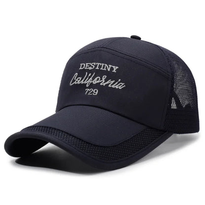 New extended brim fashionable baseball cap for summer outdoor travel, sunshade hat with mesh breathable men's and women's hats