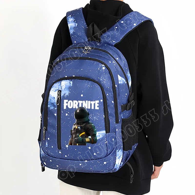 Mochila Fortnite Céu Estrelado de Grande Capacidade, Impermeável, com Compartimento para Portátil e Estampado de Personagem do Jogo, para Estudantes, Rapazes e Raparigas, Regresso às Aulas