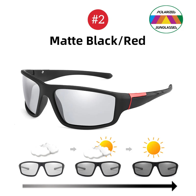 VIVIBEE Sports Men Photochromic Sunglasses Polarized Black Goggles Women Color Changing Driving Discoloration UV400 Sun Glasses