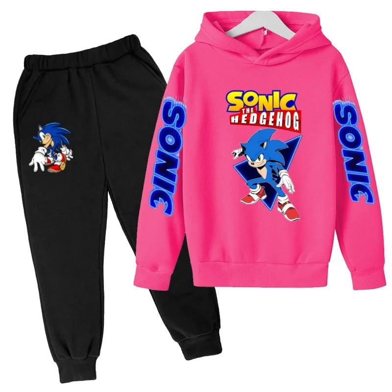 Kids Supersonic Clothing Jogging Blue Sweatshirt Top Coat+Pants Two-piece set Hoodie Boys Girls3-12Yrs Clothes Casual Sports Set
