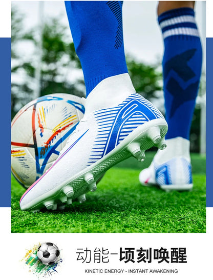 High Top Football Boots Men's Large Size 47 Training Sports AG Long Nail TF Broken Nail Ball Shoes Net Lining Rubber Outsole