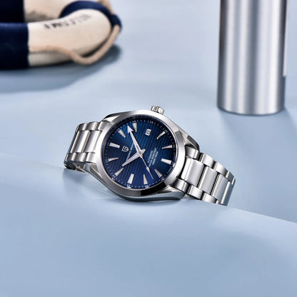 Luxusuhr für Herren von PAGANI DESIGN – Mechanisches Automatikmodell (Kaliber 8215), aus Edelstahl, wasserdicht, mit Datumsanzeige und leuchtenden Zeigern