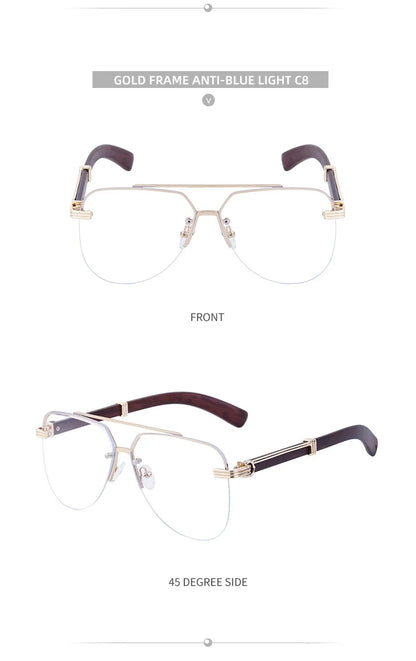 Vintage Square Rimless Sunglasses Men 2026 Luxury Brand Trendy Frameless Punk UV400 Eyewear Anti Blue Light Prescription Glasses