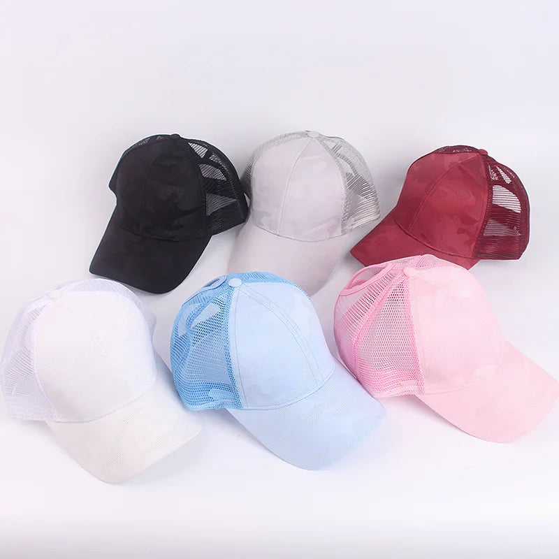 Ženske bejzbol kape s mrežastim vrhom za proljeće/ljeto, kape za sunce, trkaće kape, snapback kape, ženske podesive kape za djevojke, vanjske kape s vizirom
