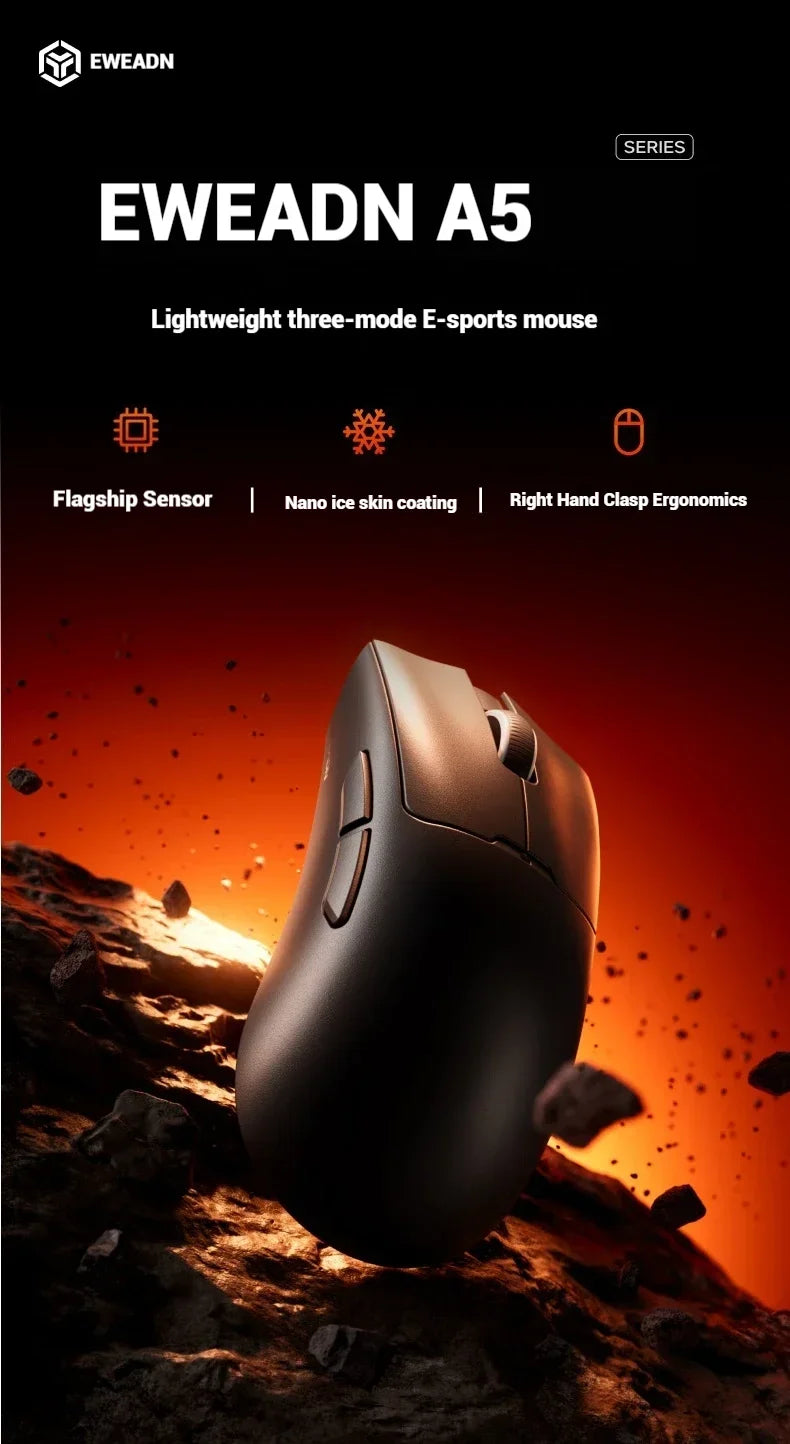 EWEADN A5 Pro Ultra wireless Lightweight Mouse Three-mode Paw3395/3311 22K/26KDPI Low Latency Gaming Mouse