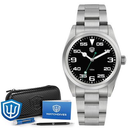 Watchdives WD1016 V3 37mm Watch VH31 Sweep Movement Stainless Steel Watches Luxury Sapphire 100m Waterproof Men Watch Box Gift