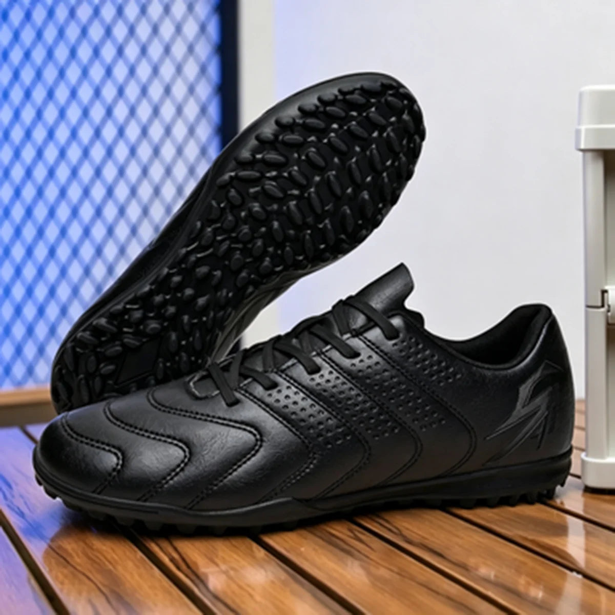 Chaussures de football unisexes pour adultes, en PU, respirantes, en tissu tissé, avec crampons en caoutchouc denses, antidérapantes, résistantes à l'usure, pour entraînement quotidien sur gazon artificiel