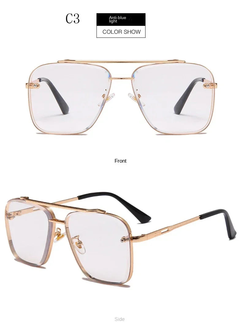 New Metal Square Gradient Sunglasses Fashionable Men Women Luxury Sunglasses Outdoor Sports Driving Fishing Goggles UV400
