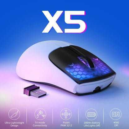 ATTACK SHARK X5 49g wireless Gaming Mouse,Bluetooth Tri-mode,PixArt Optical Sensor for PC/MAC/Wins